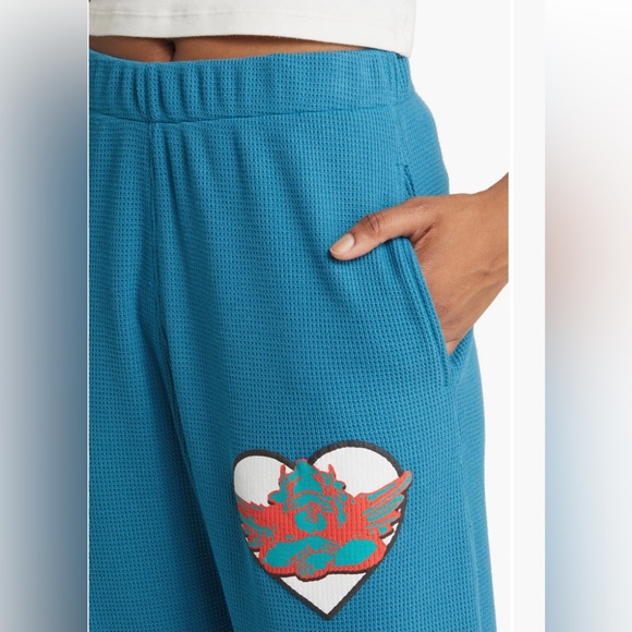 Boys Lie Blue Waffle Knit Cotton Relaxed Sweatpants - Picture 3 of 11